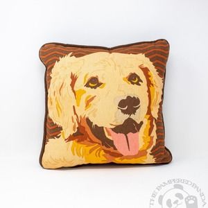 Chandler 4 Corners Dog Accent Pillow Canvas Cotton Square Golden Retriever Dog